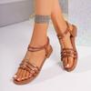 Модные повседневные сандалии на плоской подошве для женщин, женская обувь больших размеров, новый стиль, плетеная резинка для ног, римская пляжная обувь