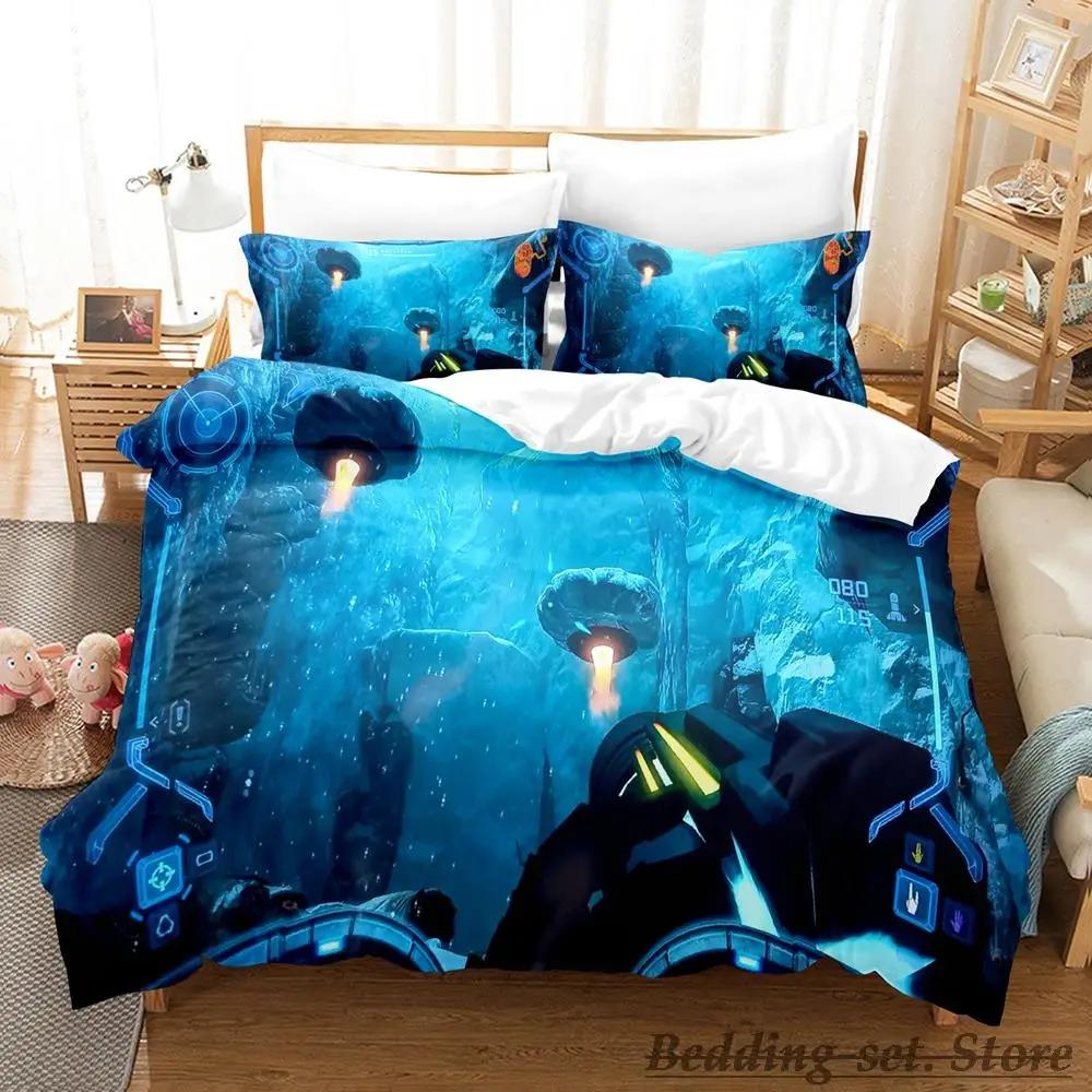 Metroid Prime Bedding Set Single Twin Full Queen King Size Bed Set Adult Kid Bedroom Duvetcover Sets Game Parure de lit Bed