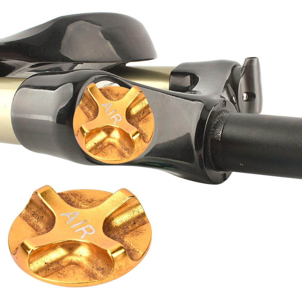 Aluminium Alloy Bicycle Suspension Fork Front Fork Airtight Valve Cover Bike Accessory(yellow)