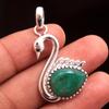 Sakota Mine Emerald Gemstone Handmade Swan Pendant 925 Sterling Silver Charm Jewelry