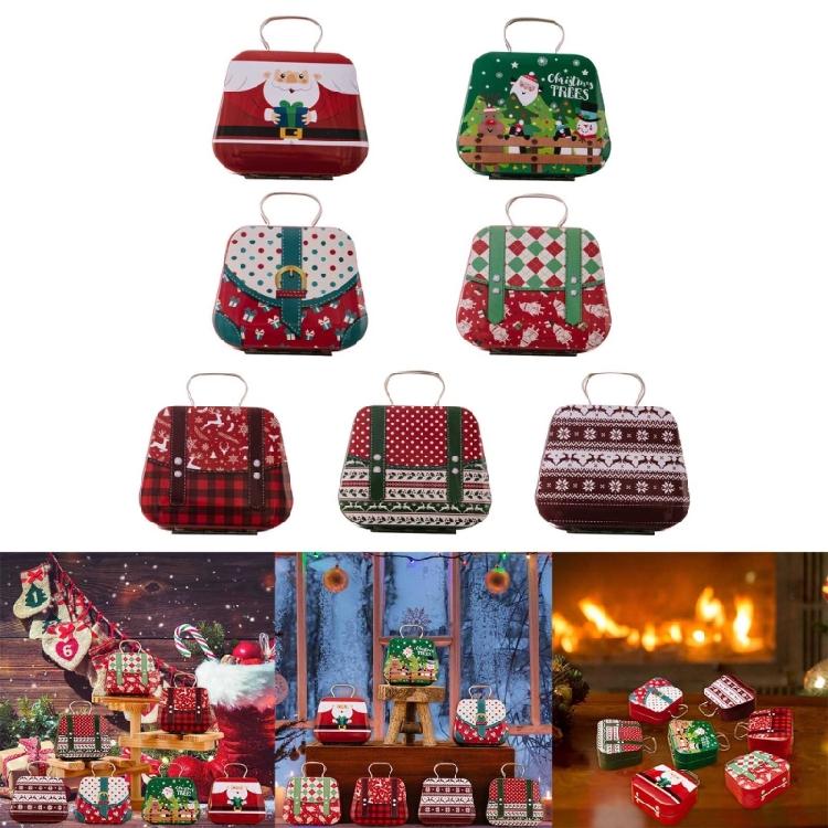5 шт. Декоративные рождественские жестяные коробки для конфет, Упаковочная коробка для подарков на вечеринку, Портативные органайзеры для конфет, Жестяные банки для сладостей с ручкой