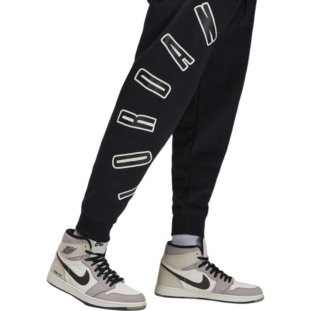 Jordan Flight MVP Logo Print Tapered Knit Joggers Men Bottoms Black FB7027-010