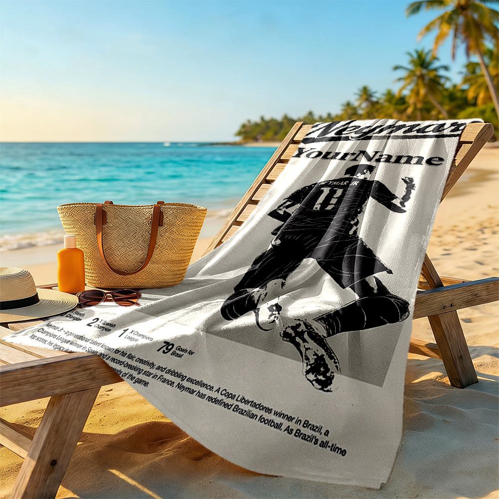 Mbappe Customize Text Beach Towel High Absorbency & Quick-Dry Suitable for Swimming Gym Camping Yoga Vacation