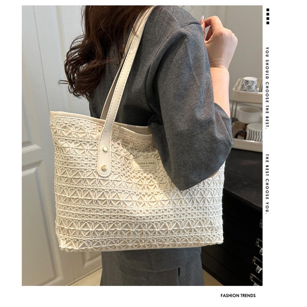 Свежий темперамент Модный дизайн Океаническая цветовая блокировка Соломенная текстура Сумка на одно плечо подмышку Женская