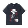 275 GSM Washed T-shirts 100% Cotton Demon Slayer V37 Muzan Print Unisex Heavy Cotton T Shirt