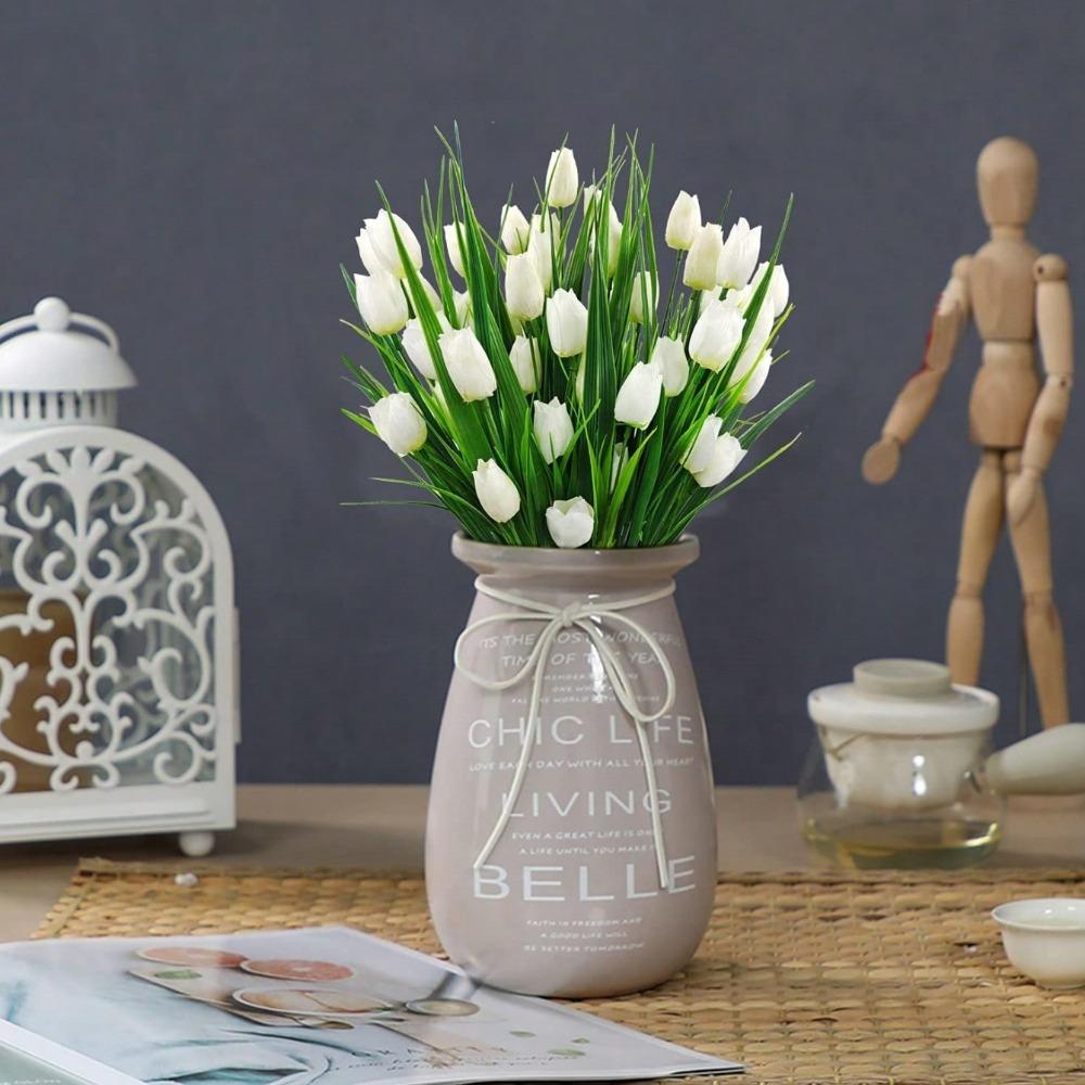 Букет из 6 шелковых тюльпанов, искусственные тюльпаны, всего 30 головок, искусственная цветочная композиция для домашнего офиса, вечеринки, свадьбы, отличный подарок на День матери