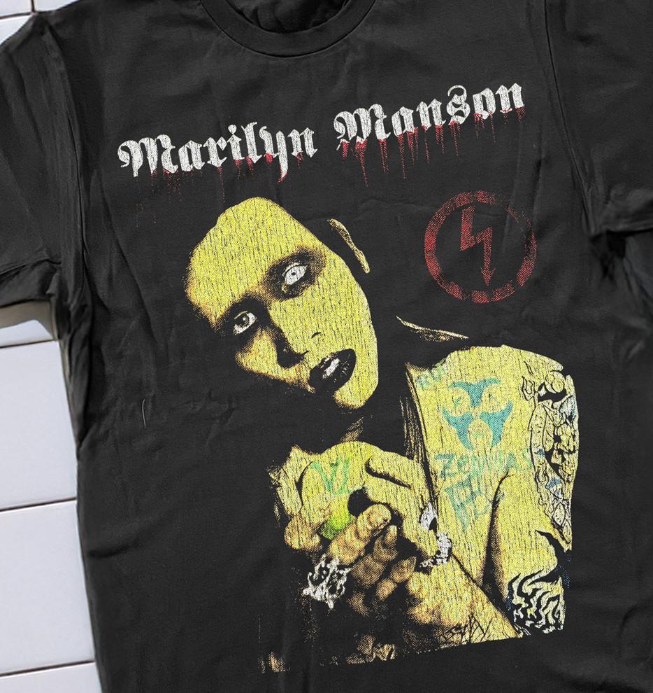 90-е Marilyn Manson Футболка с принтом для промо ботинок Черная XXL