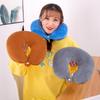 Popular U-Shaped Portable Neck Pillow for Travel, Car, Airplane, Office, Nap - Solid Color Cartoon Design