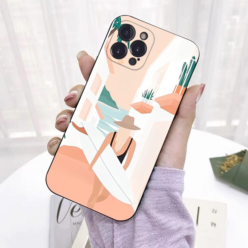 Чехол для телефона "Девушки на серфе" для iPhone 15 6 7 8 Plus 11 12 13 14 Pro SE 2020 MAX Mini X XS XR Задний чехол Funda