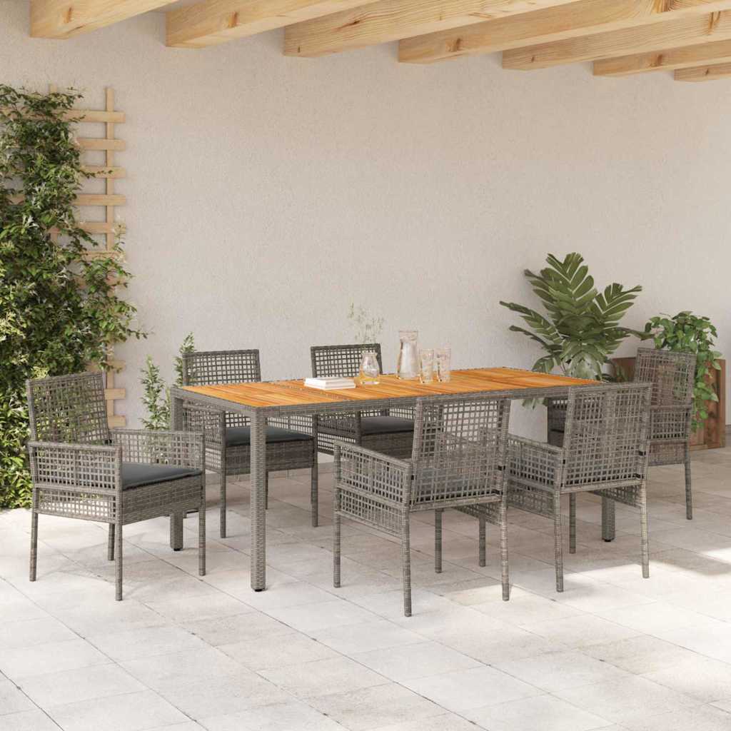 Garden Dining Set 7 pcs Grey Poly Rattan