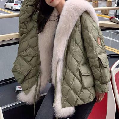 Хлопковая куртка с имитацией травы, темно-синий воротник, хлопковая куртка, женская осенне-зимняя одежда средней длины