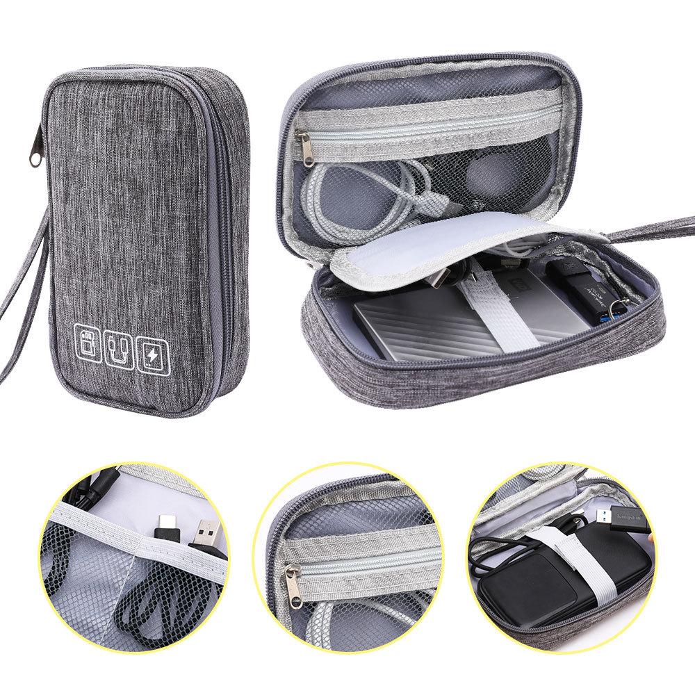 Portable Cable Digital Storage Bags Organizer USB Gadgets Wires Charger Power Battery Zipper Cosmetic Bag Case