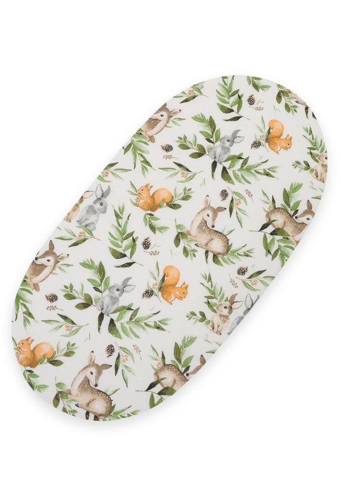 Cotton sheet for Moses basket Boho gondola stroller 75x35 cm - Woodland green