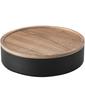Yamazaki RIN Storage Box with X X Lid Transforms Into a 5800 Lid, Round, Brown, Approx. W22.2 D22.2 H6cm, Tray,