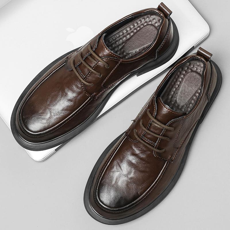 Высококачественная мужская обувь из натуральной кожи, универсальная мужская повседневная обувь, модные брендовые мужские туфли-оксфорды на шнуровке, официальная обувь для вечерних платьев
