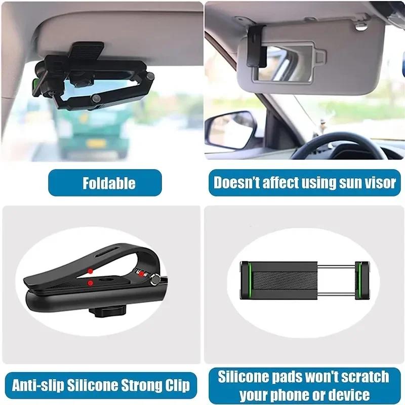 360 Degree Rotatable Universal Car Phone Holder Multifunctional Auto Rearview Mirror Seat Hanging Clip Bracket Cell Phone Holder