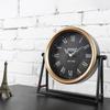 Silent Non-Ticking Vintage Table Clock, American Retro Desk Clock with Roman Numerals, Metal Frame for, Bedroom, Office Decro