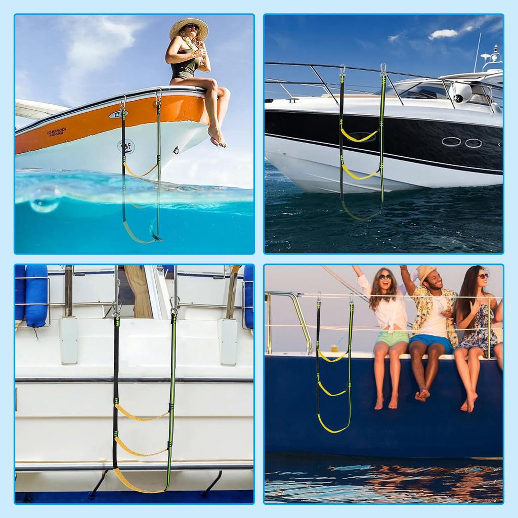 RICISUNG Лестница для лодки Лестница для лодки 3-ступенчатая веревочная лестница для парусной лодки Лестница для лодки Складная Моторная лодка Каноэ Морские швартовные принадлежности