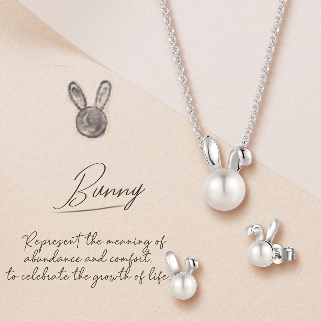 FANCIME K18 White Gold Akoya Pearl Rabbit June Birthstone Pearl Necklace Gift Wrapped Birthday Anniversary Day Christmas Present Gift Women's Mother's