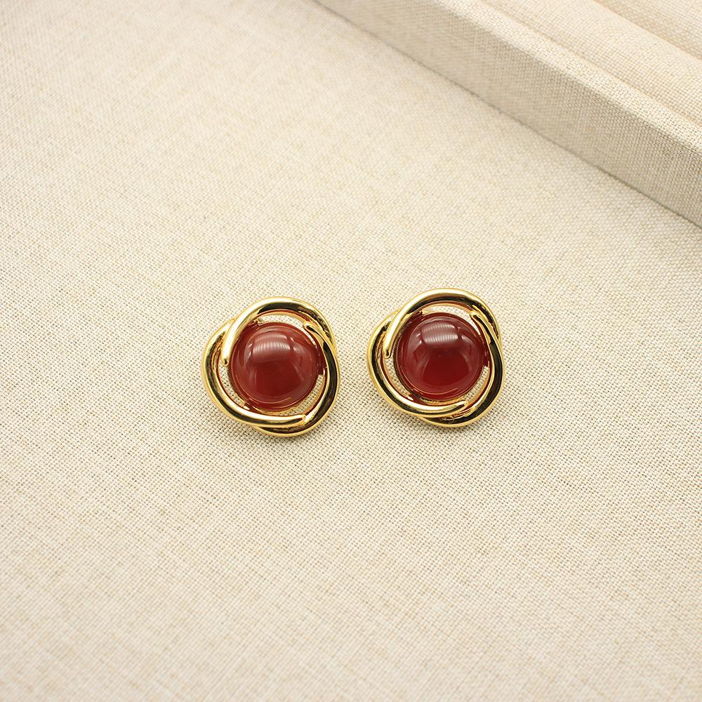 Винтажные серьги-пусеты из серебра 925 пробы в стиле ретро-роскоши: Европейско-американское осенне-зимнее издание