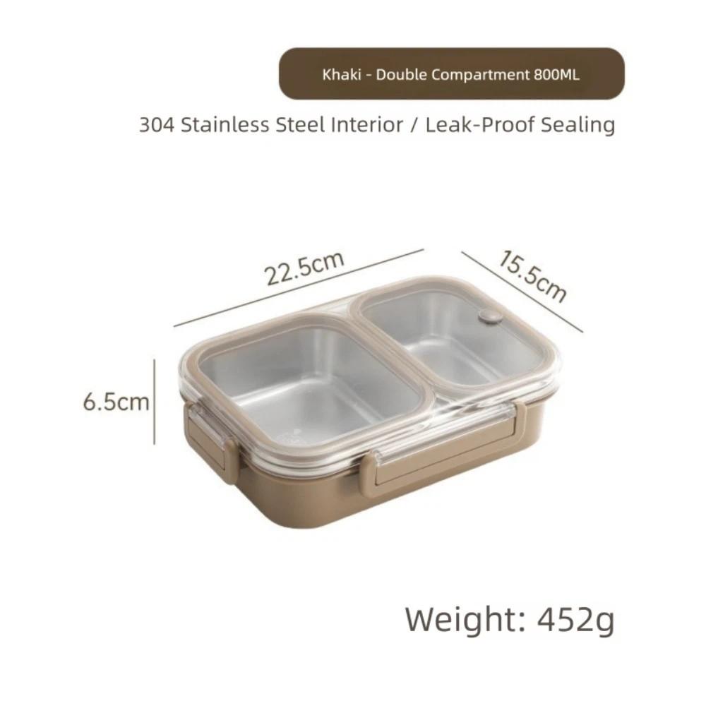 Stainless Steel Lunch Box Divided Food Storage Box Portable Food Container School/Office