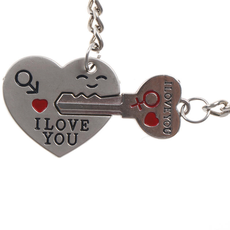 1 Set Creative Crush You Piercing Heart Couple Key Ring For Weeding Gift