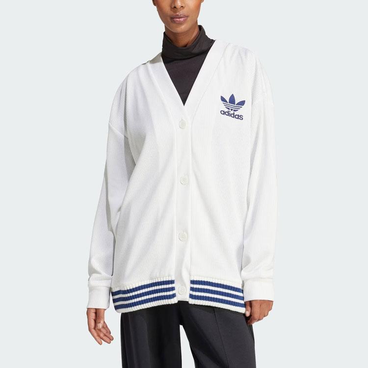 Adidas Спортивный кардиган свободного кроя Originals в полоску, женские топы Han-Jade-White IT9829