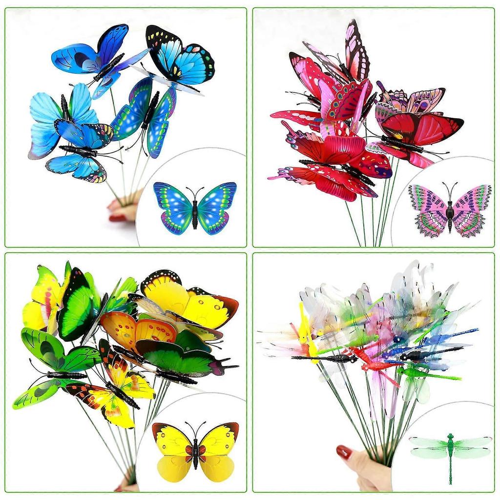 Butterfly Garden Stakes,50pcs Garden Ornaments Outdoor,garden Decor Waterproof Colorful Butterflies - DD