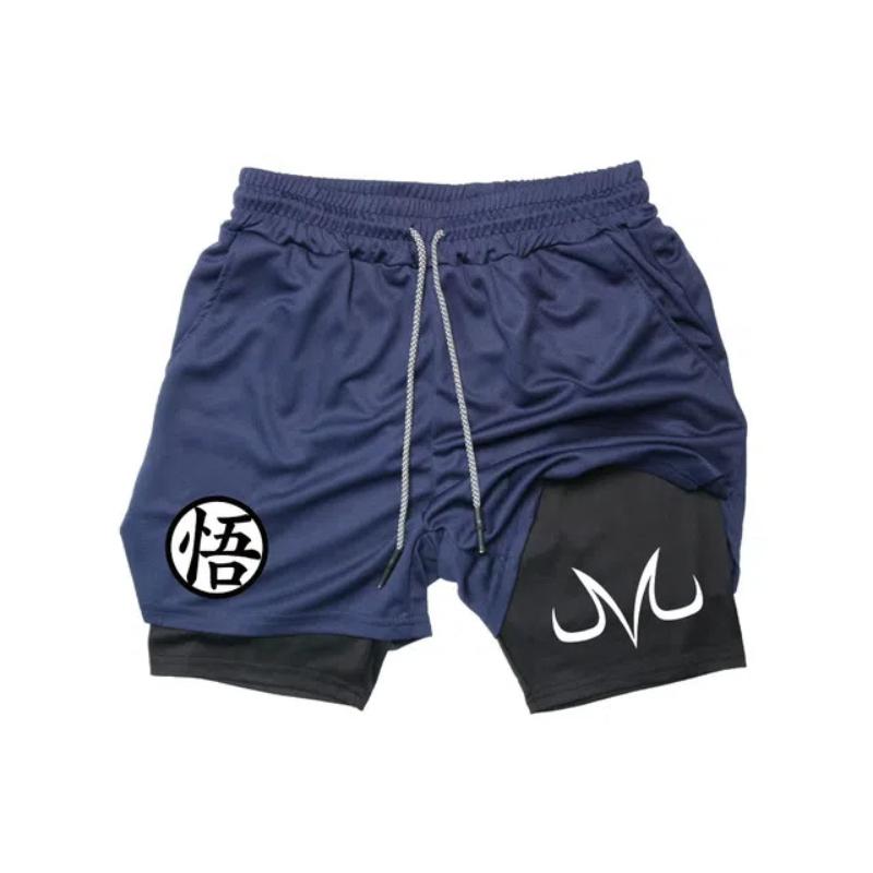 Аниме спортивные шорты для мужчин и женщин фитнес манга принт 2 в 1 спортивные шорты для тренировок быстросохнущие сетчатые шорты