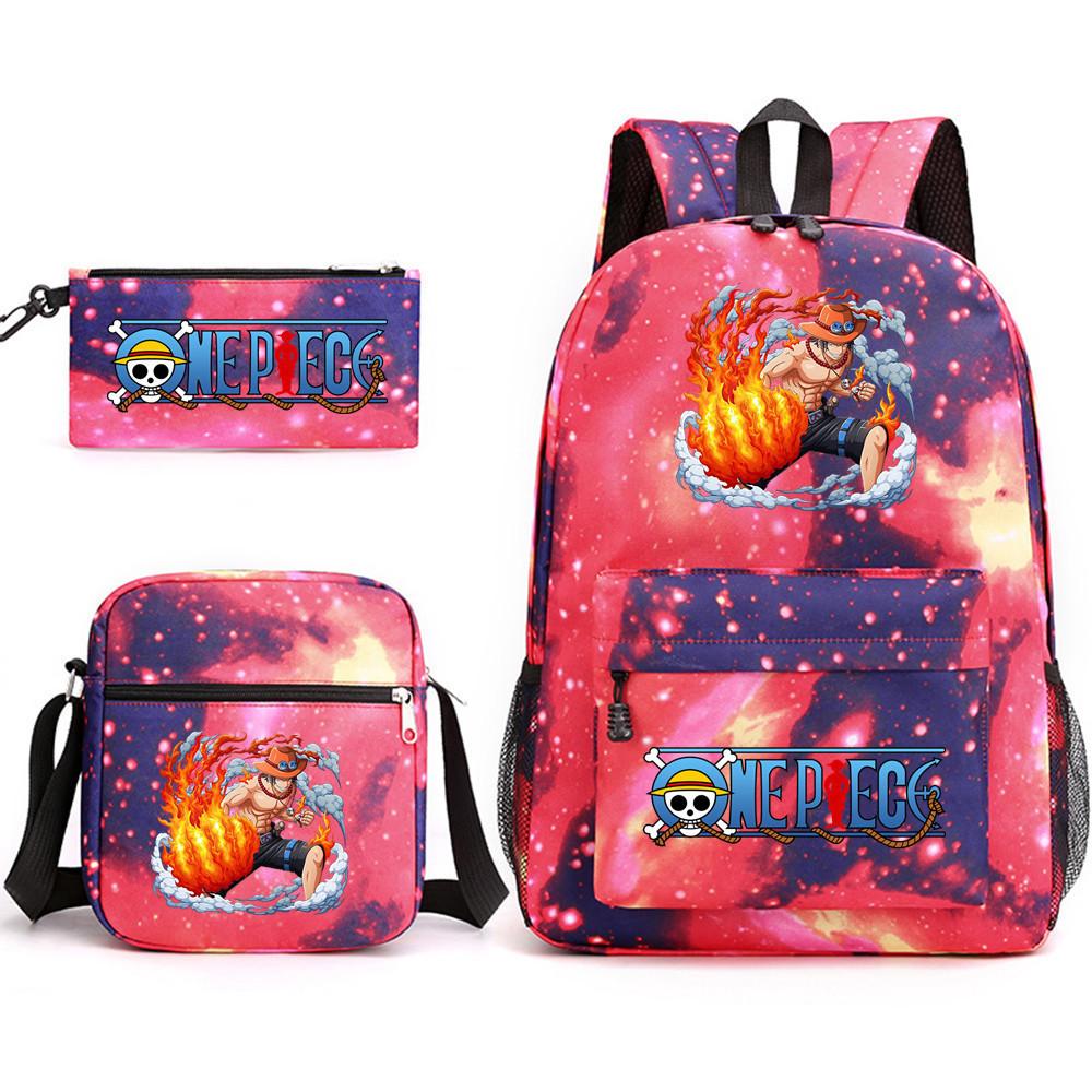 One Piece Anime Backpack for Students Outdoor Campus Bookbag with Pencil Case Digital Print