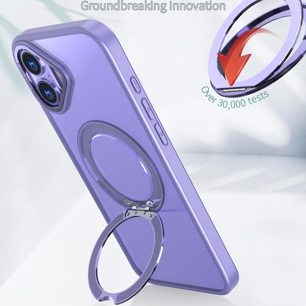 For iPhone 16 Case TPU+Acrylic Kickstand Magnetic Phone Cover