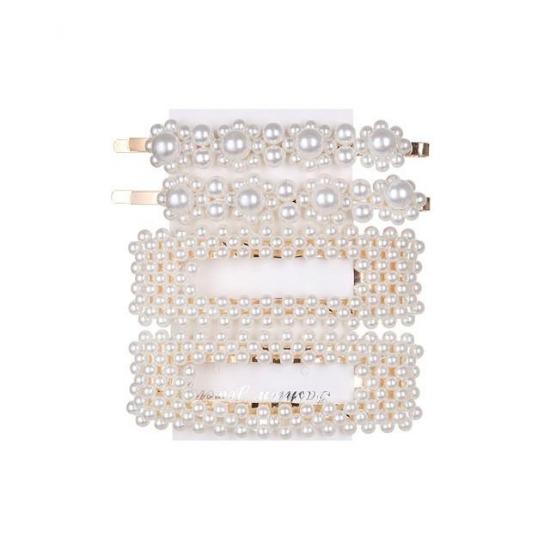 5 Pieces Pearl Hairpin Women's Fashion Soft Pearl Hairpin Hair Stick Girl Hair Clip Hair Clip Set Hair Accessories Jewellery