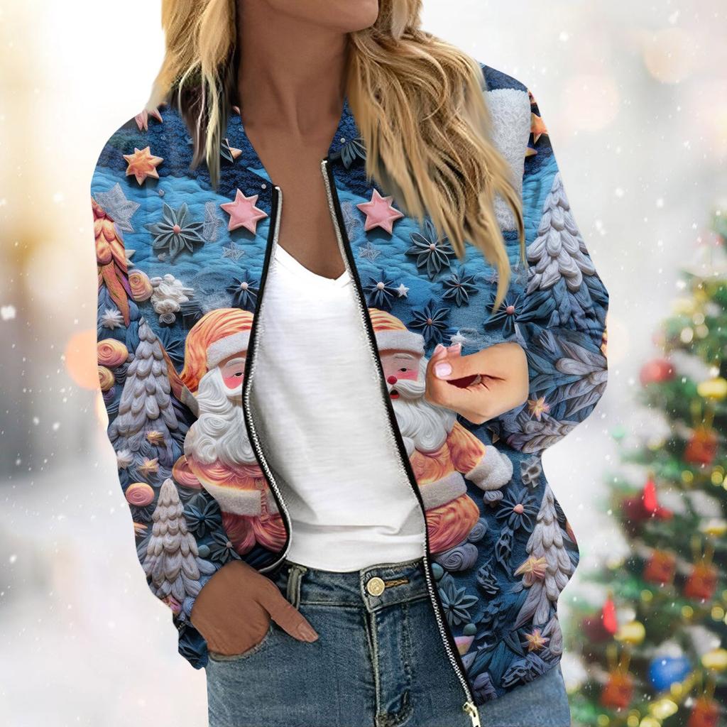 Women's Jacket Long Sleeve Lightweight Zipper Cropped Floral Printed Outerwear Casual Quilted Jacket With Pockets