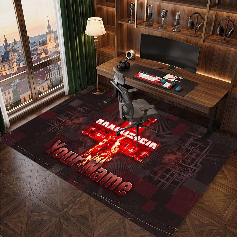 Rammstein Personalized Crystal Velvet Carpet, Customized Name Text Soft Anti‑Slip Rug for Living Room Bedroom