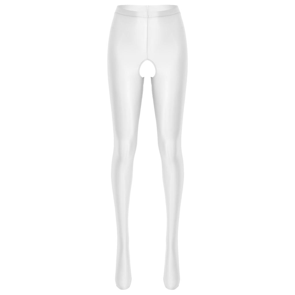 Женские глянцевые колготки с вырезом, эластичные леггинсы с высокой талией, прозрачное ночное белье