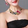 1 комплект, женские серьги-колье, набор красочных страз, цветок, форма листа, полая шея, ювелирные изделия для ушей, роскошные антикоррозийные ювелирные изделия из нержавеющей стали для невесты, выпускного вечера