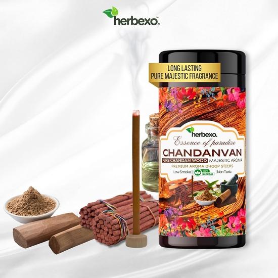 Herbexo Чистый Сандал (Чандан) Attar Dhoop Sticks | Стойкие величественные ароматы Ittar | 100% натуральный, без древесного угля