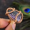 Russian Charoite Handmade Copper Wire Wrap Jewelry Ring Size 7.5 B0z43
