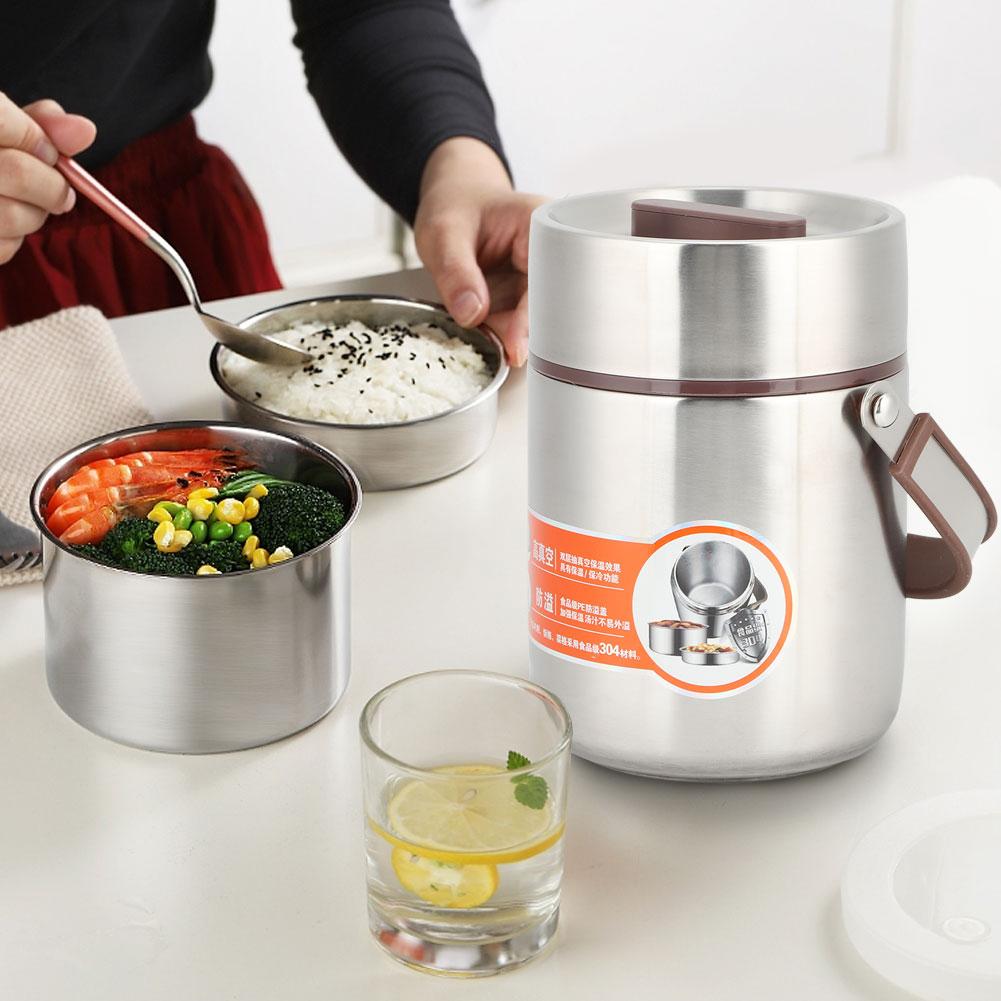 Пищевой нержавеющая сталь изолированный ланч-бокс большой емкости пищевой контейнер для школьного офиса 1.6 л