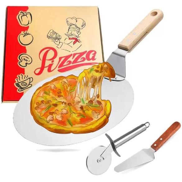 Pizza Peel 10 Inch Stainless Steel Pizza Paddle and Turner with Long Foldable Wooden Handle Pizza Spatula, Pizza Peel for Bread Oven and Grill Non
