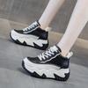 New Genuine Leather 7.5CM Women High Top Sneakers Autumn Winter Wedgies Casual Platform Vulcanized Shoe Lace Up Thick Soled Shoe