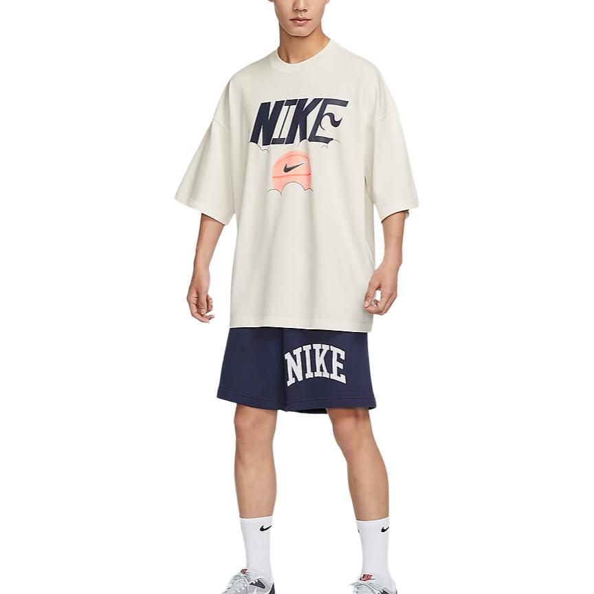 Nike Баскетбольная свободная мягкая удобная футболка с круглым вырезом и коротким рукавом с надписью, мужские топы, парусно-белый FZ8088-133