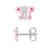 Earrings - LÉA &; ARTHUR - Pink Polka Dot Butterfly - 925 Silver - Pink Enamel - Stud