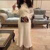 2024 Fall Women's Off-Shoulder Long Sleeve A-line Dress with Gathered Waist