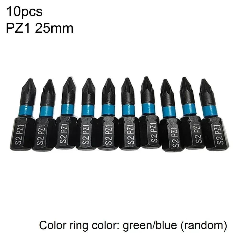 10PCs Magnetic Batch Head Alloy Steel Screwdriver Bit 25mm PZ1 PZ2 PZ3 Screwdriver Bit Hex Shank Driver Bit Hand Tools