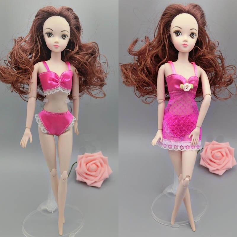 6 компл./лот модные платья для кукол Барби, одежда, пижамы, нижнее белье, ночная рубашка, кружевное ночное платье + бюстгальтер + нижнее белье, аксессуары для кукол