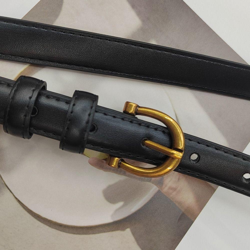 Простой ремень с пряжкой-штифтом, тонкий ремень, универсальный поясной ремень, ретро ремень из ПУ кожи, украшение для платьев