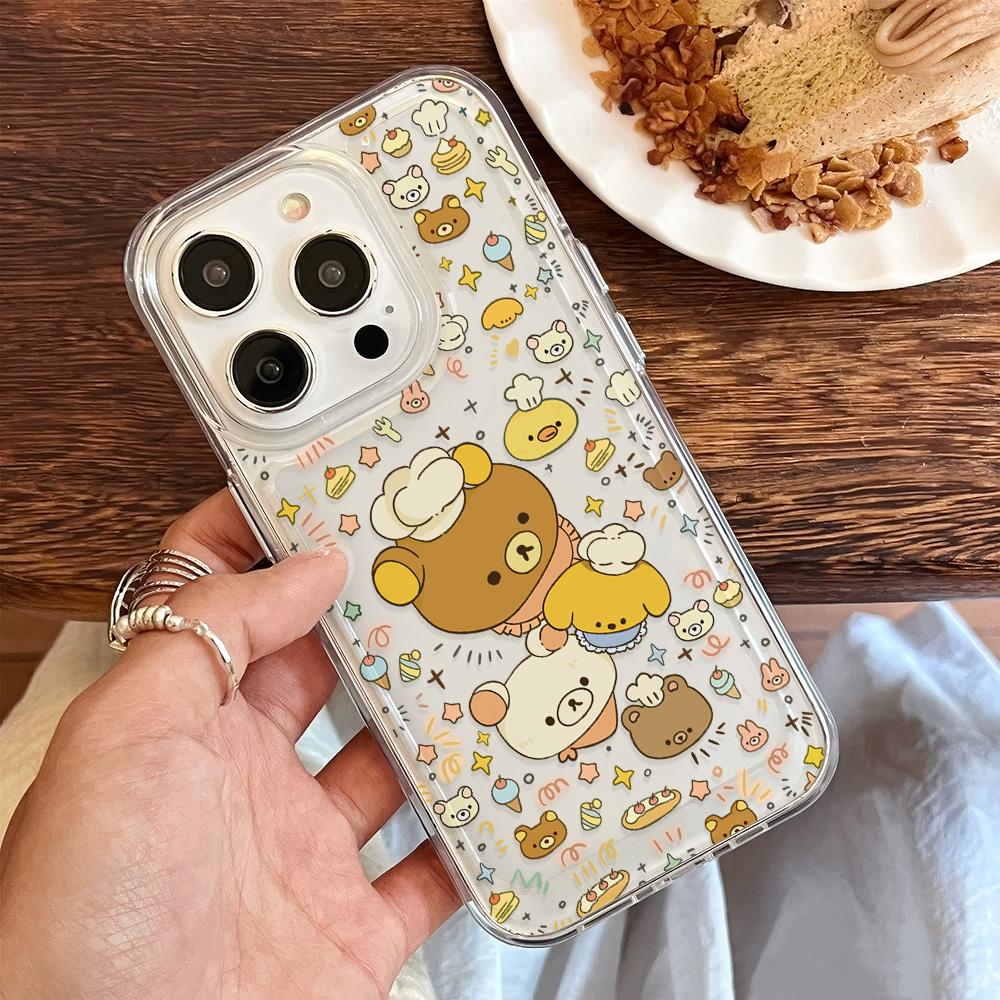 Японский Рилаккума Милый Чехол для Телефона для Samsung Galaxy S25 S24 S23 S22 S21 S20 FE Note20 10 Edge Plus Ultra Lite 5G Задняя Крышка