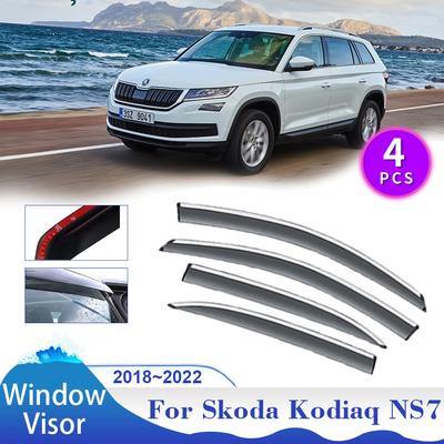 Автомобильный козырек для окон Skoda Kodiaq NS7 2018~2024 2024 Боковой солнцезащитный козырек Дефлектор для защиты от дождя Дымоходные навесы Внешние аксессуары
