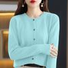 Женский кардиган на пуговицах с круглым вырезом - Вязаный свитер для верхней одежды